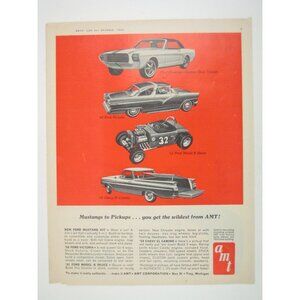 AMT 1964 Print AD Ford Mustang Victoria Model B Deuce Chevy El Camino Models